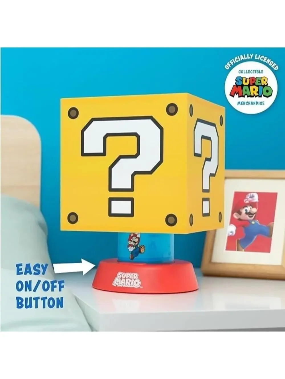 Super Mario Icon Cube LED Night Light, Dimmable Yellow Lamp, New, Nintendo
